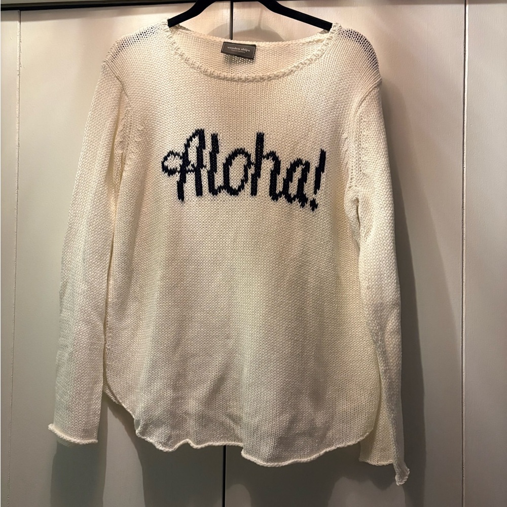 Wooden Ships Cream and Black Aloha Sweater